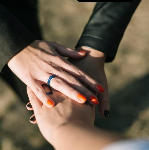 Color Changing Mood Ring NWT Sz.8 New Unisex Goldtone With Enamel inlay. - Picture 9 of 12